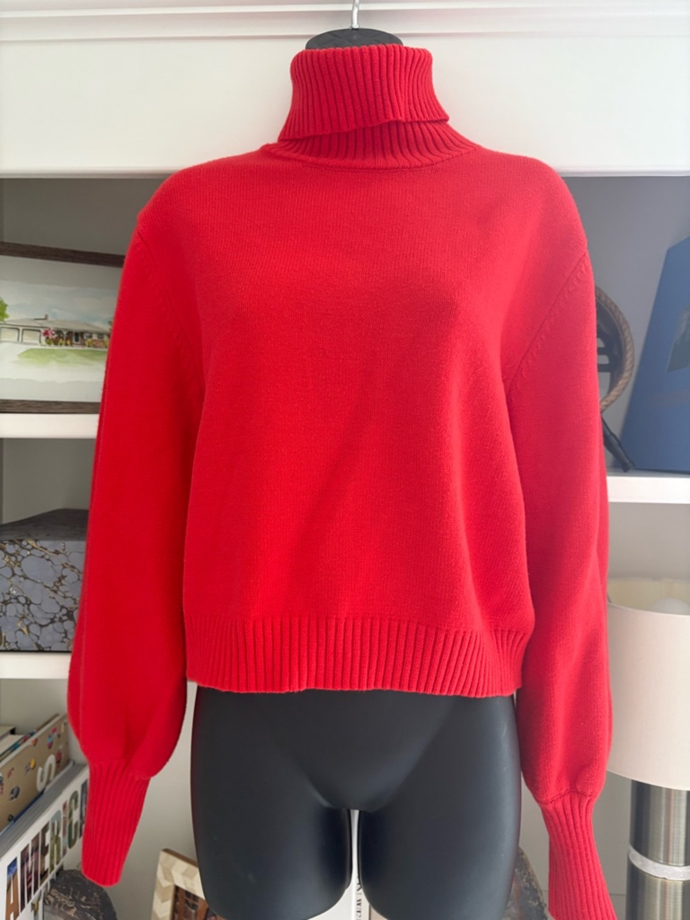 Reoria Classic Red Turtleneck Sweater for Women